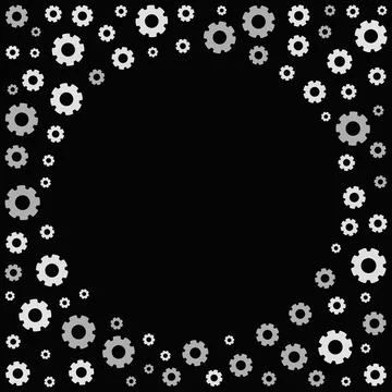 Circles and gears pattern with a dark center - vector illustration or banner Stock Illustration