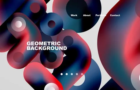 Circles and round shapes landing page abstract geometric background. Web page 스톡 일러스트