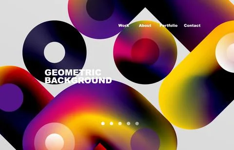 Circles and round shapes landing page abstract geometric background. Web page 스톡 일러스트