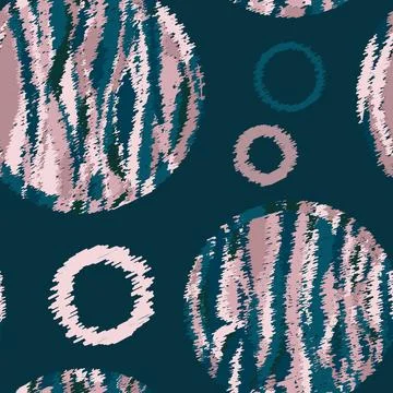 Circles and wavy lines, seamless pattern. Design for cover, fabric, wrapping  Stock Illustration