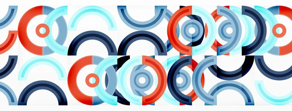 Circles are arranged in a grid pattern abstract background and feature a range Illustrazione stock