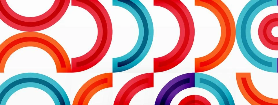 Circles are arranged in a grid pattern abstract background and feature a range Illustrazione stock