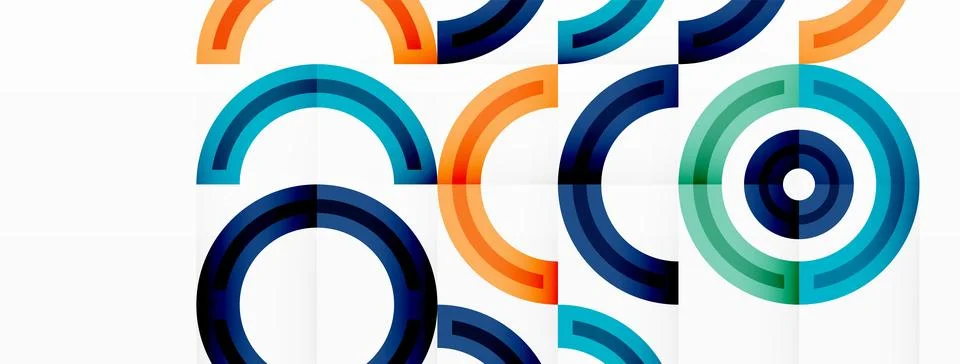 Circles are arranged in a grid pattern abstract background and feature a range 库存插图