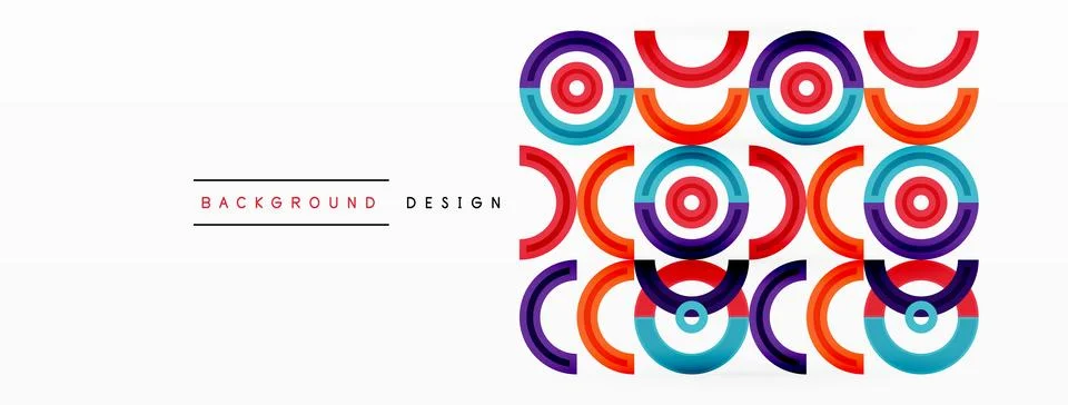 Circles are arranged in a grid pattern abstract background and feature a range Illustrazione stock