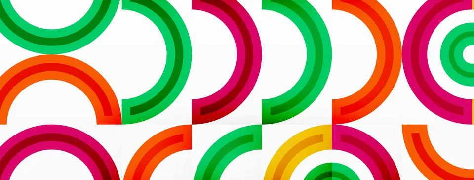 Circles are arranged in a grid pattern abstract background and feature a range Illustrazione stock