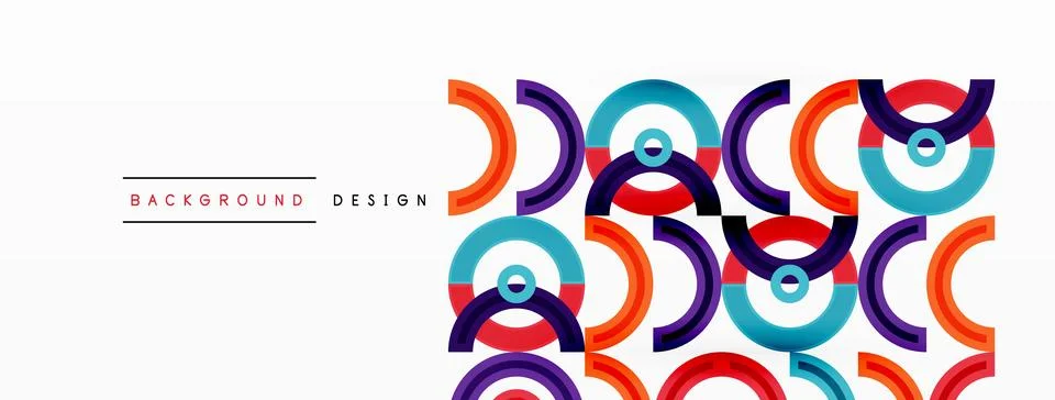 Circles are arranged in a grid pattern abstract background and feature a range Illustrazione stock