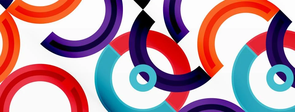 Circles are arranged in a grid pattern abstract background and feature a range Illustrazione stock
