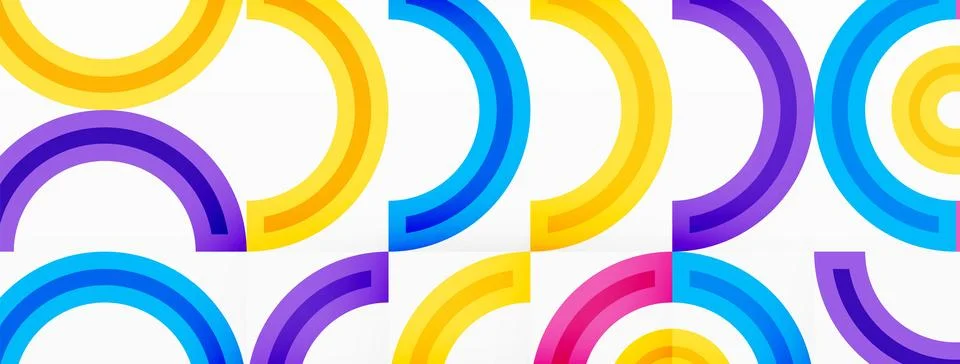 Circles are arranged in a grid pattern abstract background and feature a range Illustrazione stock