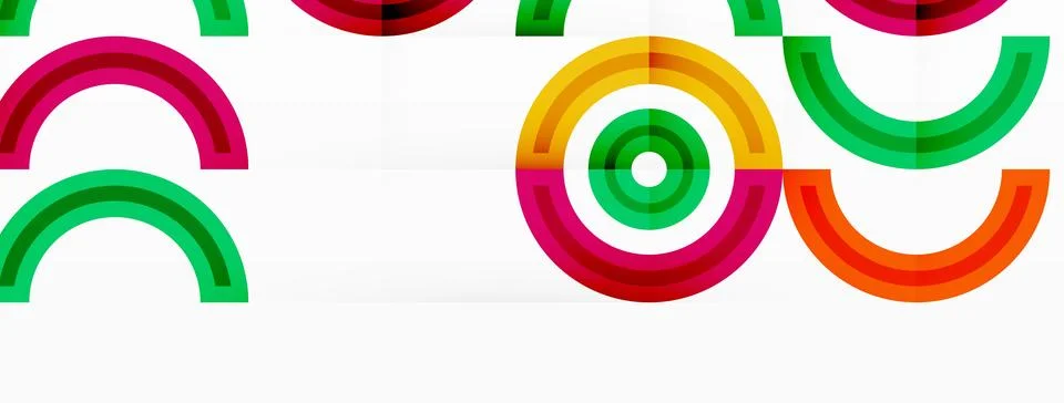 Circles are arranged in a grid pattern abstract background and feature a range Illustrazione stock