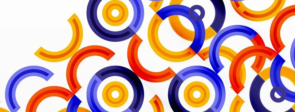 Circles are arranged in a grid pattern abstract background and feature a range Illustrazione stock
