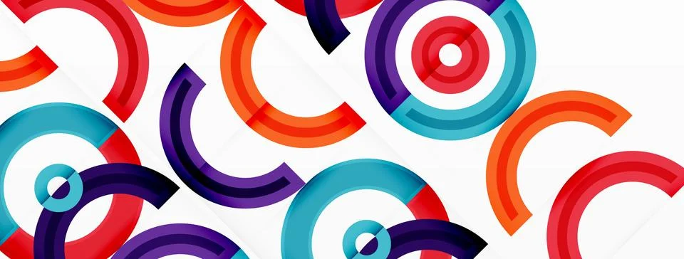 Circles are arranged in a grid pattern abstract background and feature a range Illustrazione stock