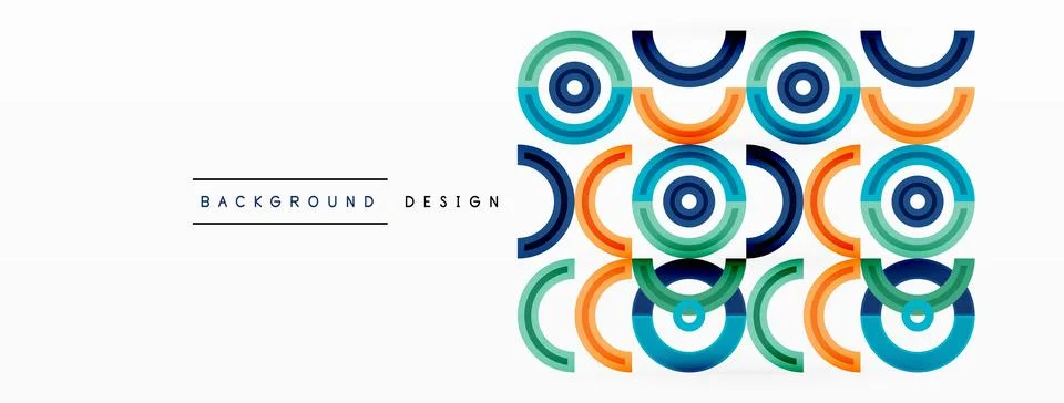 Circles are arranged in a grid pattern abstract background and feature a range Illustrazione stock