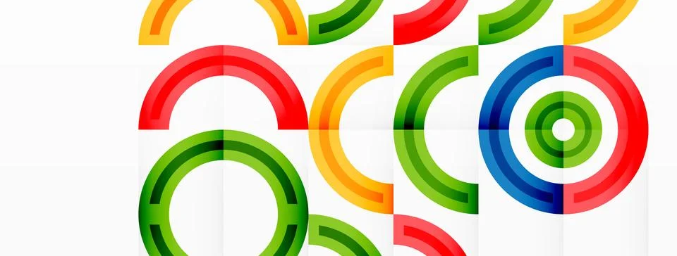 Circles are arranged in a grid pattern abstract background and feature a range Illustrazione stock