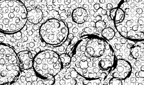 Circles background. Processed ink black brushes for creating closed frames of Illustration