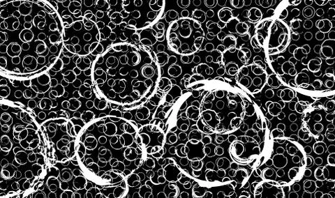 Circles background. Processed ink with white brushes to create closed frames of Illustrazione stock