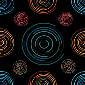 Circles on a black background Stock Illustration