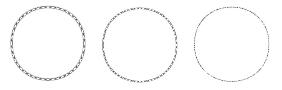 Circles from chains set. Round decoration connections Stock Illustration