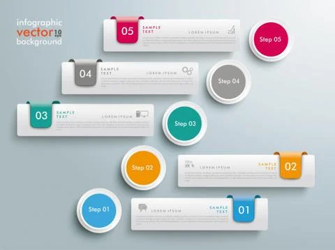 Circles Chart 5 Options 5 Tabs Infographic 스톡 일러스트