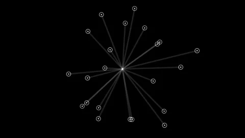 Circles with connecting lines on plain black background Stock Footage 297364244