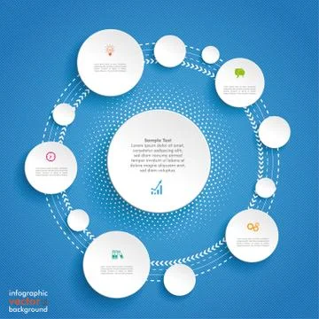 Circles cycle infographic blue background Stock Illustration