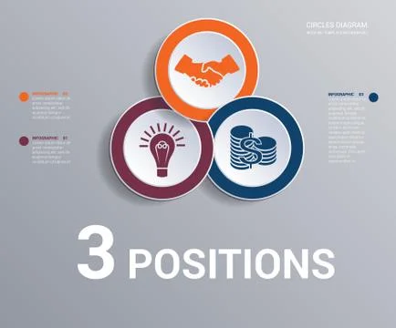 Circles diagram, data Elements Template infographics 3 positions. Dark backgr Stock Illustration