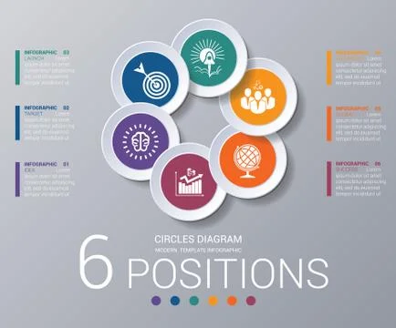 Circles diagram Elements Template infographics 6 positions Stock Illustration