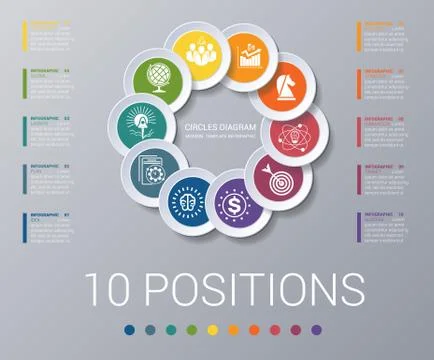 Circles diagram Elements Template infographics 10 positions Stock Illustration