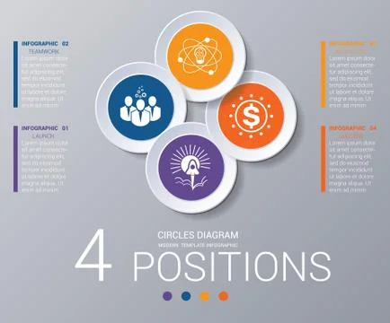 Circles diagram Elements Template infographics 4 positions Stock Illustration