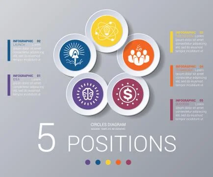 Circles diagram Elements Template infographics 5 positions Stock Illustration