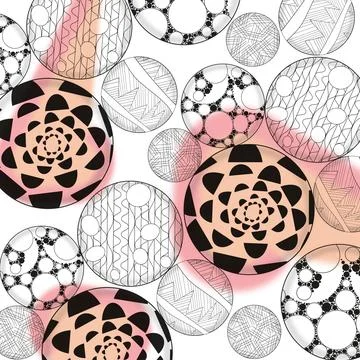 Circles with different patterns in the Zentangle style. Stock Illustration