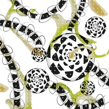 Circles with different zentangle patterns and spots. Stock Illustration
