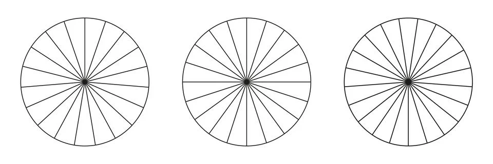 Circles divided in 19,20,21 segments. Simple chart collection. Stock Illustration