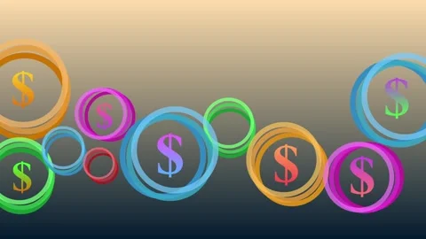 Circles with dollar signs background showing a finance and money concept in.. Stock Footage 337083653