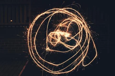 Circles drawn out using a sparkler Stock Photos