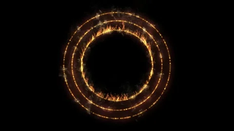 Circles of Fire on dark background Stock Footage 345139109