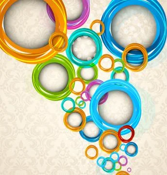Circles on floral background Stock Illustration