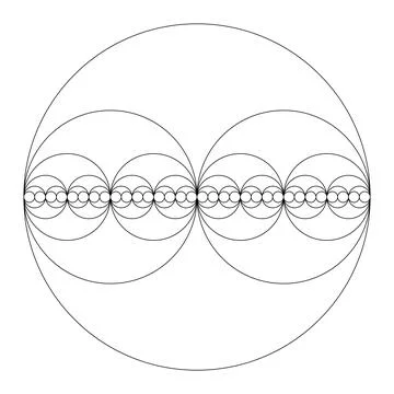 Circles forming a binary sequence, Power of Two, exponentiation with two Stock Illustration