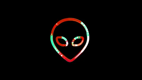 Circles gather in symbol alien. After it crumbles in a line and moves to the Stock Footage 136069737