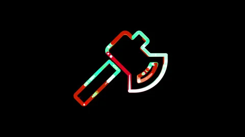 Circles gather in symbol axe. After it crumbles in a line and moves to the Stock Footage 136069073