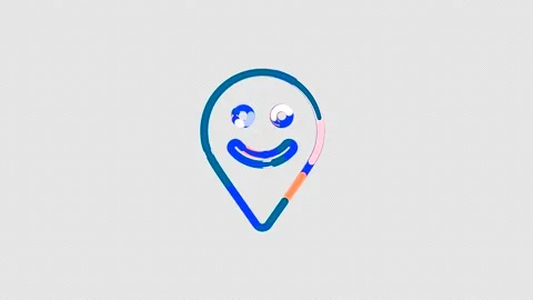 Circles gather in symbol map marker smile. After it crumbles in a line and moves Stock Footage 144771735