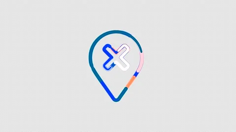 Circles gather in symbol map marker X. After it crumbles in a line and moves to Stock Footage 144771859