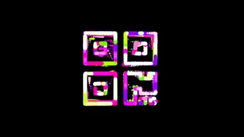Circles gather in symbol qrcode. After it crumbles in a line and moves to the Stock Footage 100330045