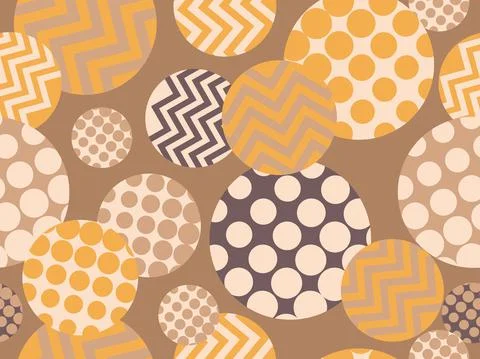 Circles with geometric pattern, seamless background in 80s style for wrapping Stock Illustration