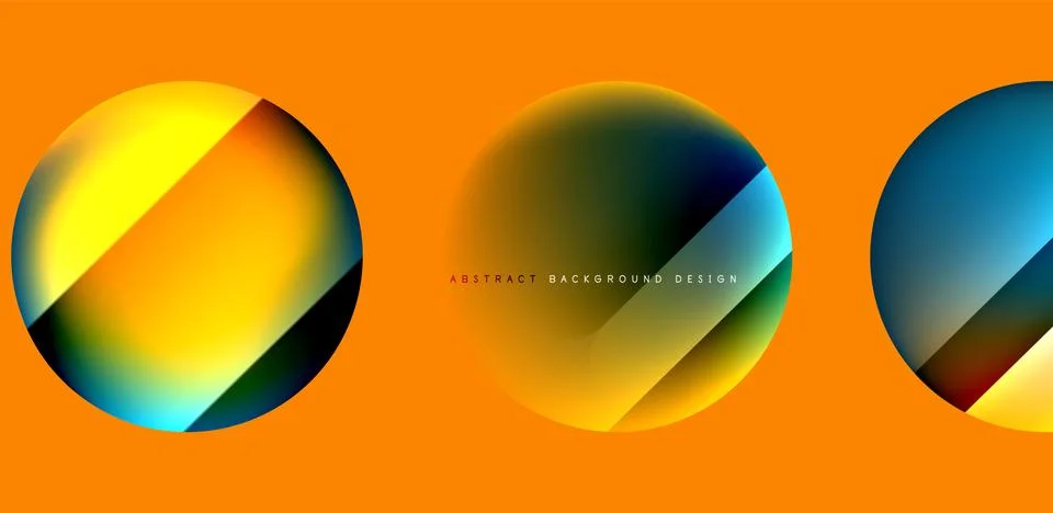 Circles with glossy surface and light and shadow effects abstract background Illustrazione stock