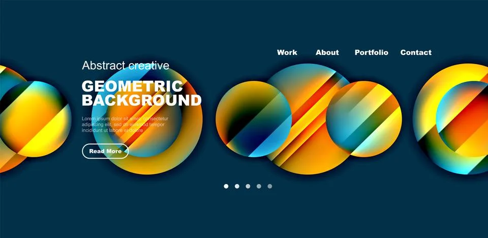 Circles with glossy surface and light and shadow effects abstract background Illustrazione stock