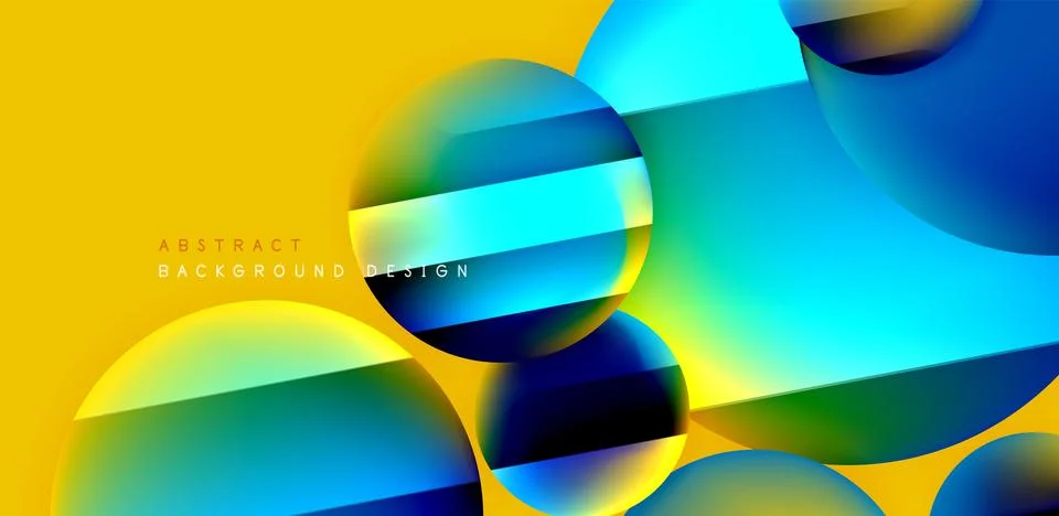 Circles with glossy surface and light and shadow effects abstract background Illustrazione stock