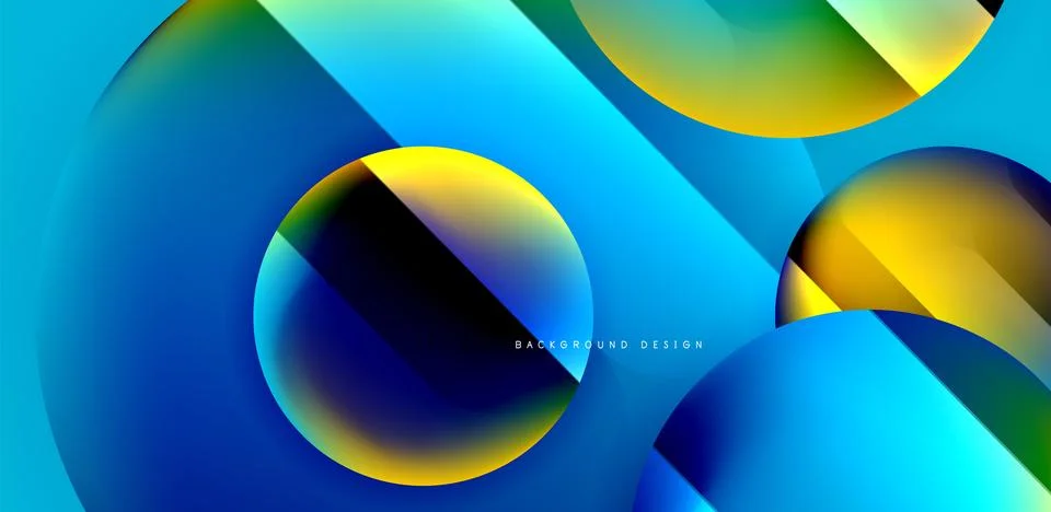 Circles with glossy surface and light and shadow effects abstract background Illustrazione stock