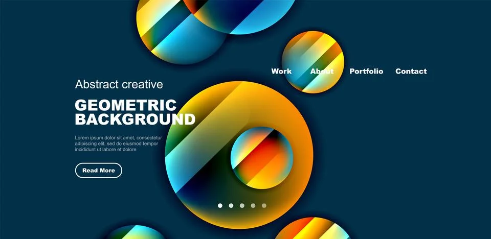 Circles with glossy surface and light and shadow effects abstract background Illustrazione stock