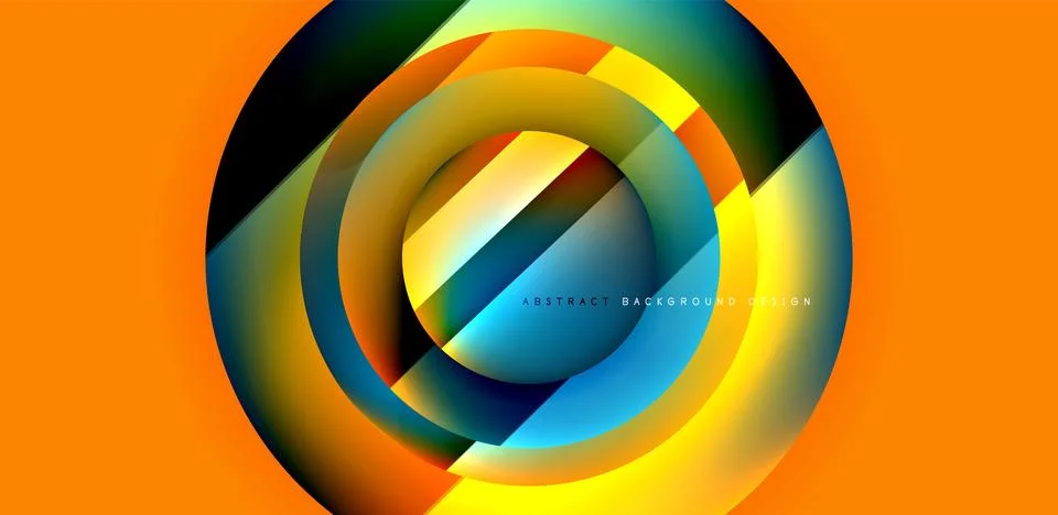 Circles with glossy surface and light and shadow effects abstract background Illustrazione stock