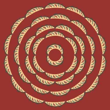 Circles with a hand-drawn folk pattern. イラスト素材